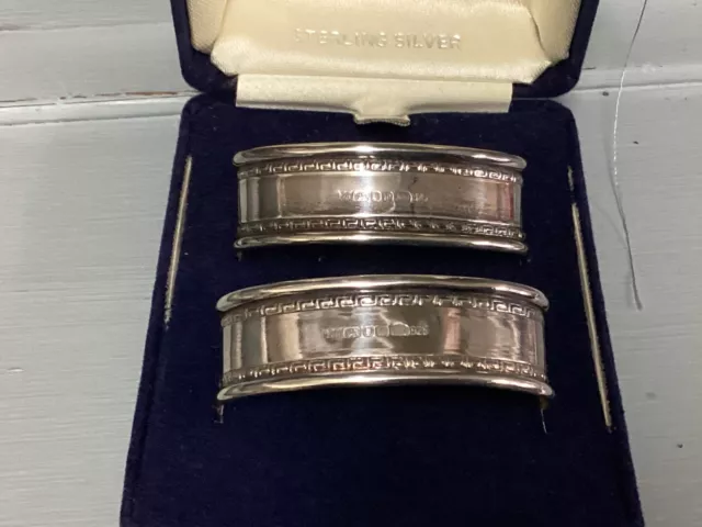 A boxed pair of Hallmarked  Oval Silver Napkin Rings