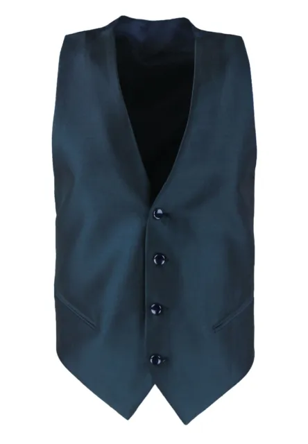 Gilet panciotto uomo Sartoriale raso blu lucido elegante con bottoni gioiello