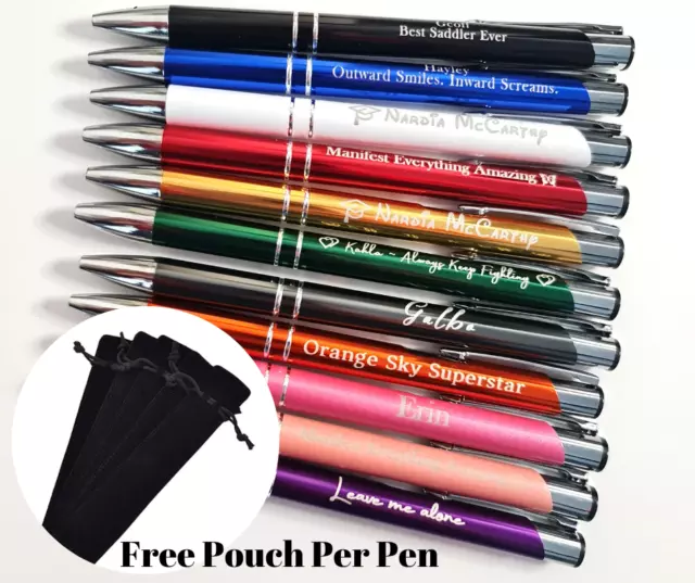 1 x Custom Engraved Metal Pens Personalized Gifts For any occasion With Pouch