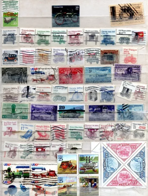 55 Assorted Transportation Canceled US Postage sTamps (11-328)