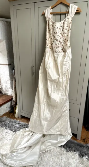 BRIDAL WEDDING DRESS 90s VINTAGE  IVORY SILK MONSOON UK size 12