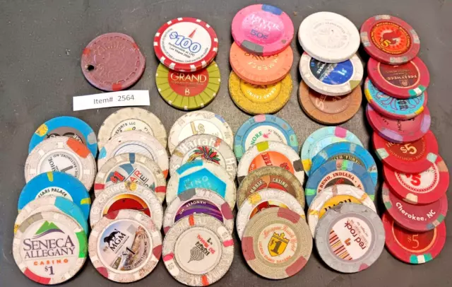 Casino Chips / Tokens - .05 Cent - $25, $100 redeemable -40+ tokens-  Item #2564