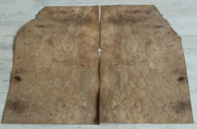 Myrtle burl wood veneer, 2 sheets ~15.5 x 10" (~39.5 x 25.5cm)  0.55 mm (~1/45″) 2