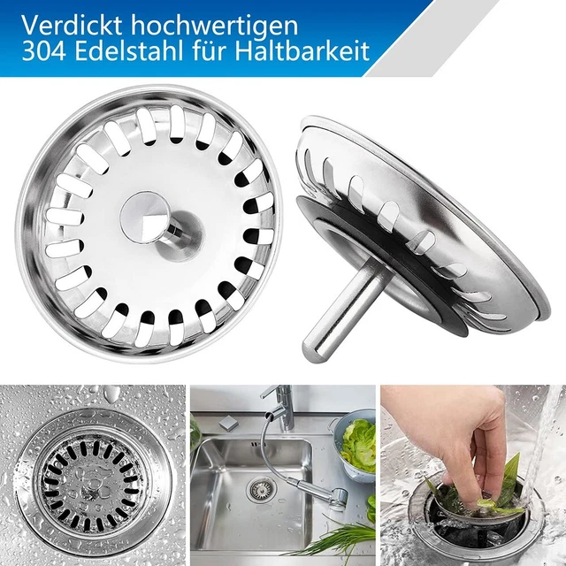 Passoire Evier Bouchon D'évier 3 En 1 - Filtre Anti-odeurs, Rétention D'eau Et Drainage Rapide - Acier Inox 304 Filtre Anti-odeurs évier