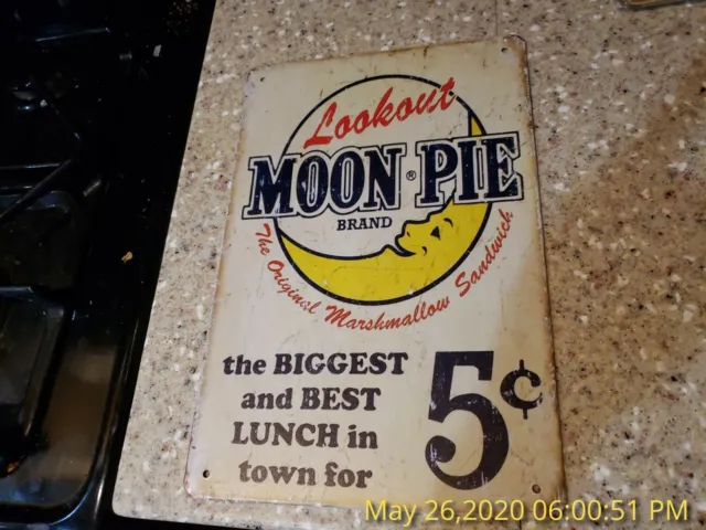 Moon Pie Tin Sign Vintage Moon Pie Metal Sign Kitchen Food Cafe Garage Bar Diner