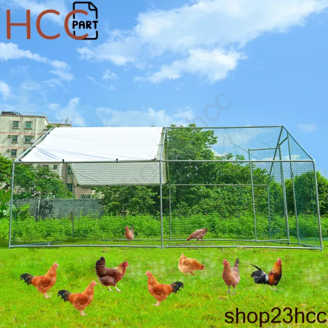 US Large Walk in Chicken Coop Hen House Enclosure Backyard Poultry Cage w/ Cover