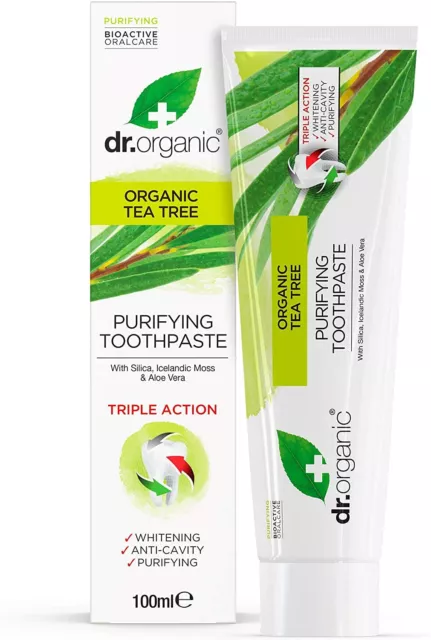 Dr.Organic Bio-Activ Thé Arbre Purifiant Silice Islandais Moss Dentifrice 100ml