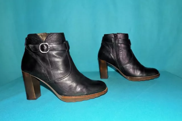 bottines a talons ESPACE en cuir noir pointure 7 ou 38,5 FR