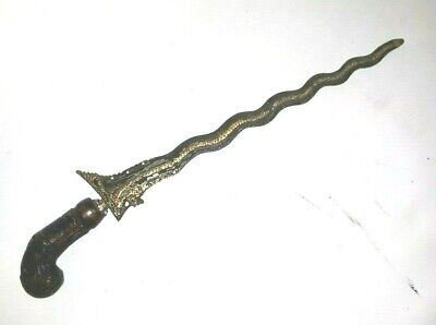 Antique Sword Golden Kris Silat Javanese Indonesian Knife Dagger Sheath Java