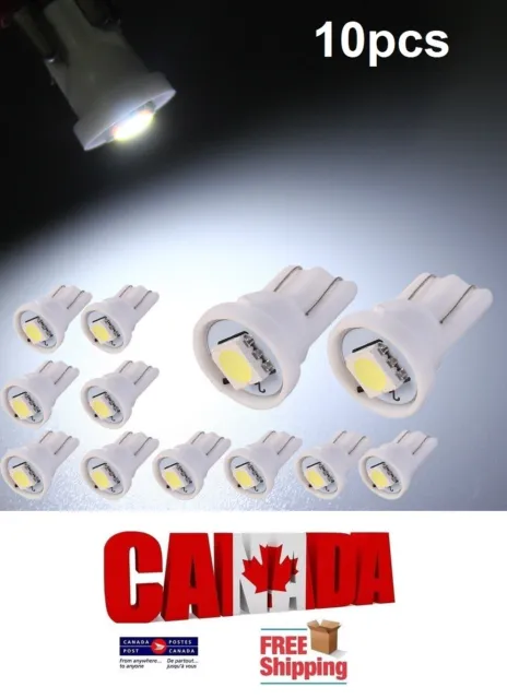 10x T10 194 168 1SMD LED Car Auto Side Lamp Dome Wedge Light Bulb White 6000k
