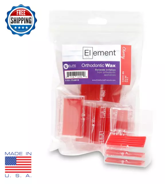 10 Pack Orthodontic WAX For BRACES Irritation RED CHERRY SCENTED Dental Relief