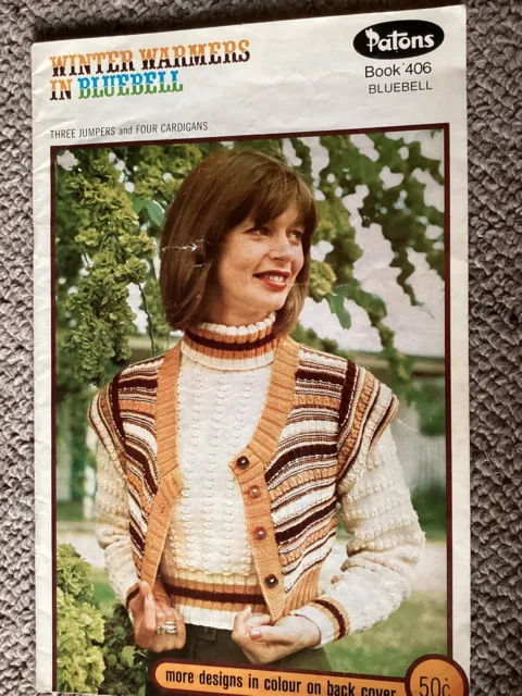 Vintage Patons Knitting Pattern Book 406 Winter Warmers in Bluebell