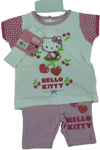 HELLO KITTY Pyjama été fillette 1an T shirt et legging - coton rose et blanc