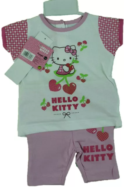 ensemble bébé 2 pièces 3 mois rose et blanc Hello kitty Tshirt et legging court 