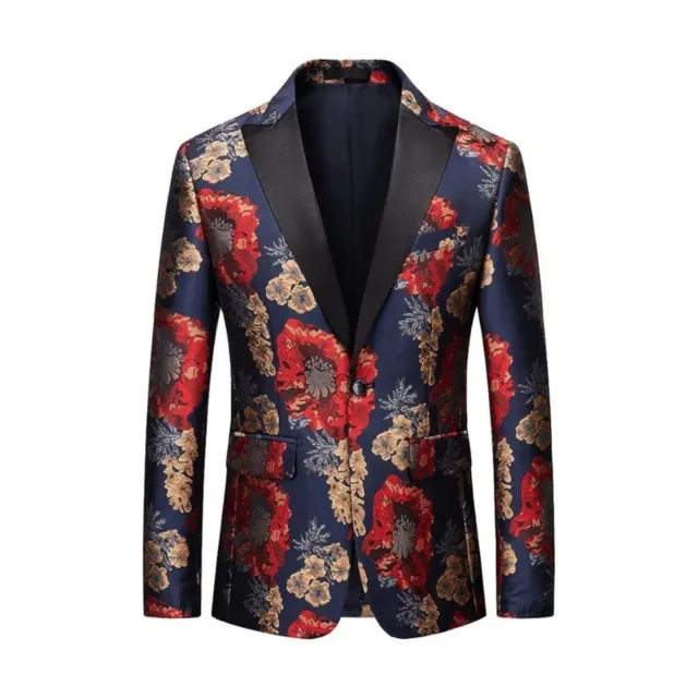 Mens Blazer Fashion Floral Casual Sports Coat Slim Fit Suit Jacket Size 32