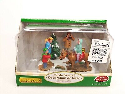 Rare 2008 Lemax Table Accent Reindeer Rides 83689 Figurine Village Holiday Decor