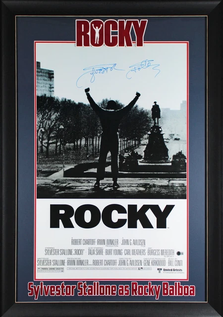 Photo Dédicacée Encadrée Sylvester Stallone Rocky - Affiche Autographiée Prête à Accrocher
