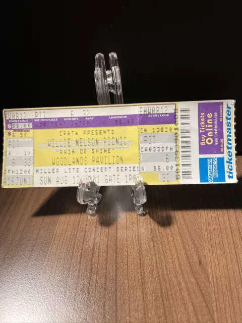 Willie Nelson Concert Ticket Unused Vintage Texas August 12, 2001