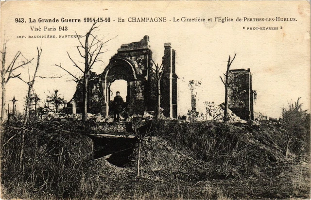 CPA Military, in Champagne - The Cemetier and the Church (278519)