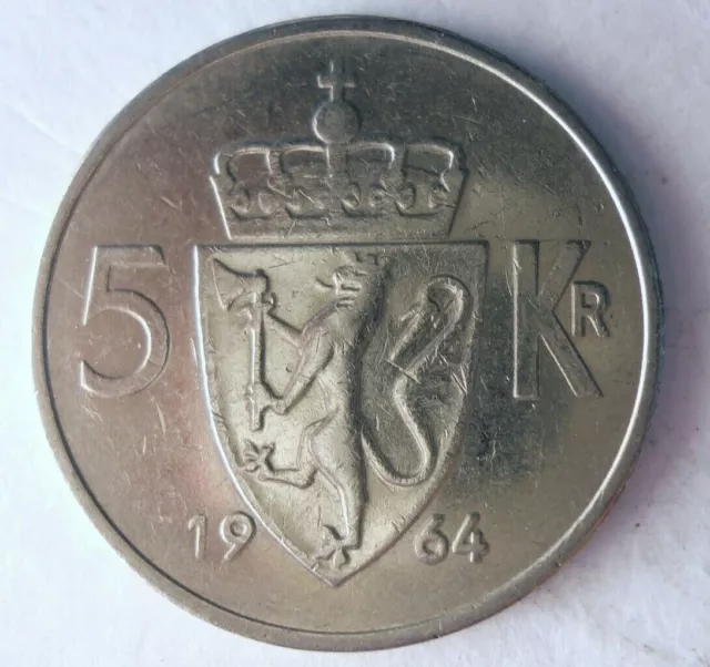 1964 NORWAY 5 KRONER - Collectible Coin - FREE SHIP - Bin #16