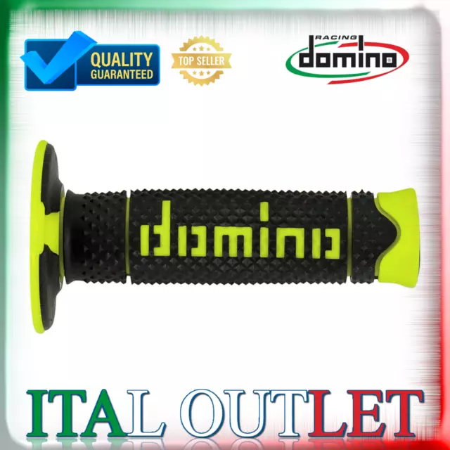 Manopole domino nero giallo fluo A260 moto cross motard off road racing