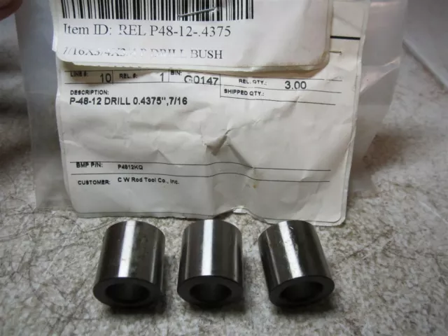 Boneham Metal P48-12-0.4375 7/16 x 3/4 x 3/4 Drill Bushing - Pack of 3