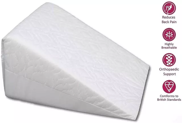 Large Wedge Pillow Memory Foam Back Support Pillow Acid Reflux Raised Bed Pillow