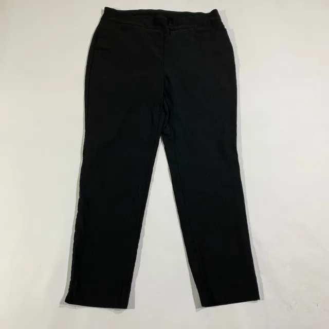 Chicos Pants Womens 14 Black Ponte High Rise Pull On Crop Trousers Slash Career