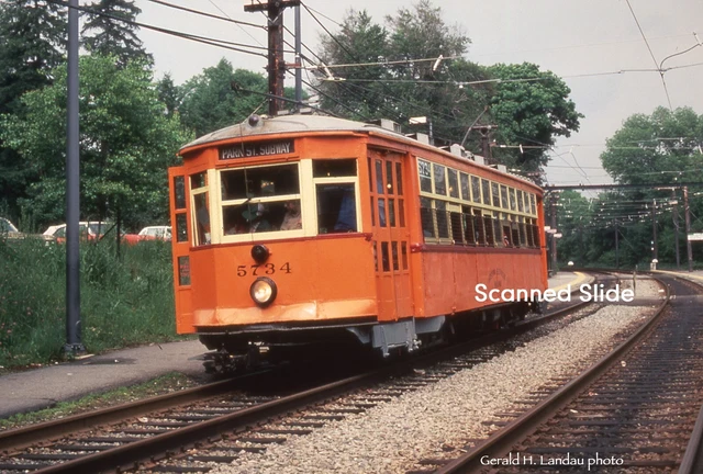 Duplicate Kodachrome Slide: Boston MBTA Type 5 5734 at Chestnut Hill OB