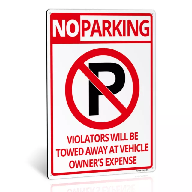 Anley No Parking Sign Rust-Free Weatherproof Aluminum Warning Sign 14x10 In