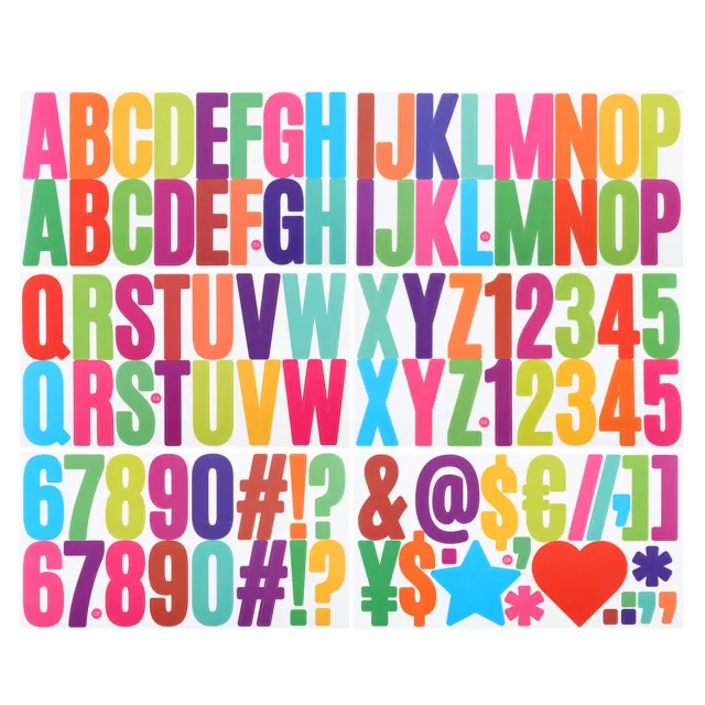 Alphabet Letters Numbers Stickers, 6 Sheets Self Adhesive Large Decal, Colorful