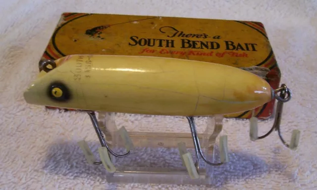 Vintage South Bend bass Oreno Wood Fishing Lure Antique Tackle Box Bait  3.75 