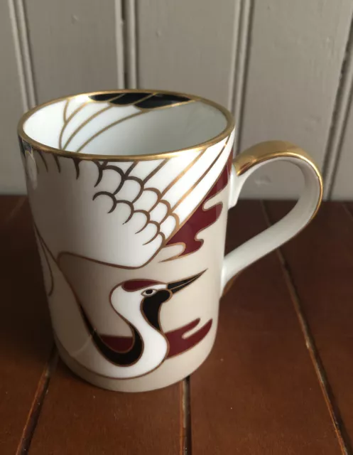 Fitz & Floyd "Tancho Stork - Burgundy Fine Porcelain Japan Rare Coffee Tea Mug