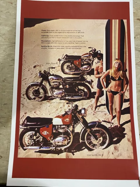 BSA Lightning Thunderbolt Vintage Motorcycle Poster Advertisement B3001