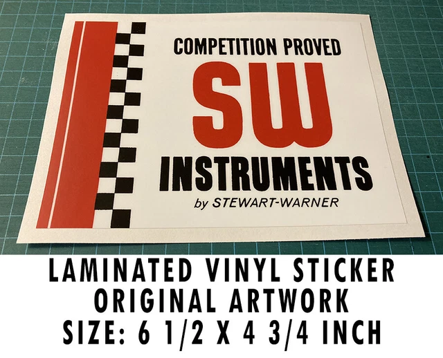 SW INSTRUMENTS STEWART Warner Laminated Vinyl Decal Sticker-Drag-Nascar ...