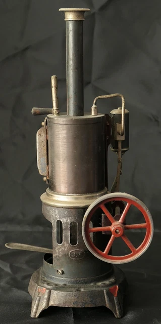 Machine à Vapeur Ancienne Josef Falk ? – Cuve Horizontale Tôle Laquée, Jouet Mécanique