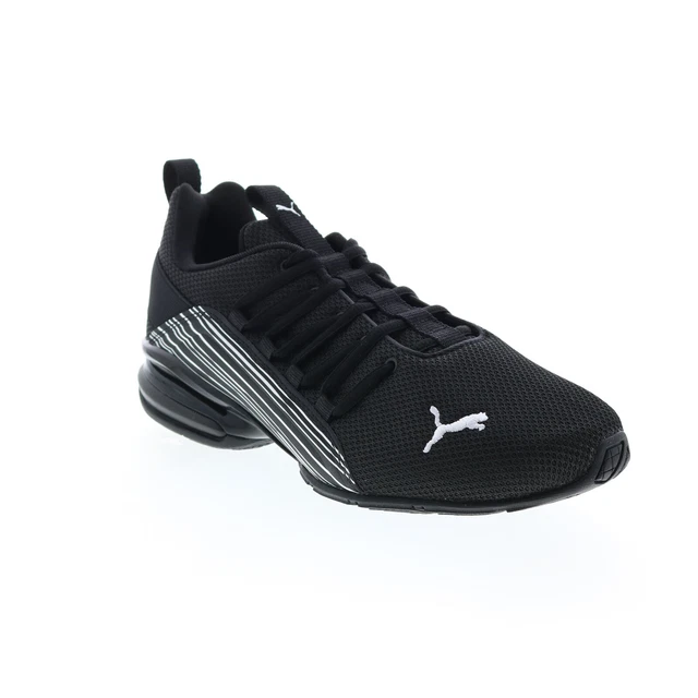 Puma Axelion Linear Lines 37804201 Mens Black Canvas Athletic Running Shoes