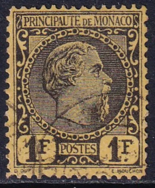 MONACO 1885 Charles III 1f Black/Yellow SG 9 Used (CV £700)