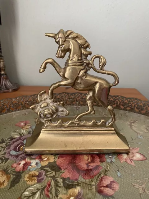 Vintage Brass Unicorn Bookend