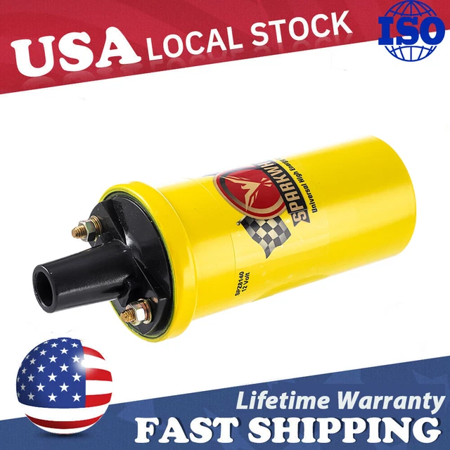 SPARKWHIZ Universal 12V Flame Thrower Ignition Coil Oil Filled 42,000V Yellow