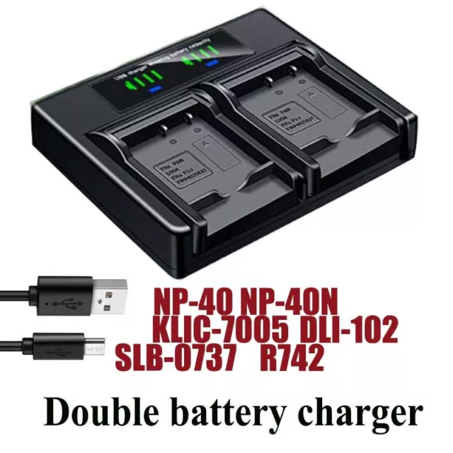 Dual Battery Charger For HP R742 Photosmart LI40 Q6277A Q2232-80005 R742v R742xi