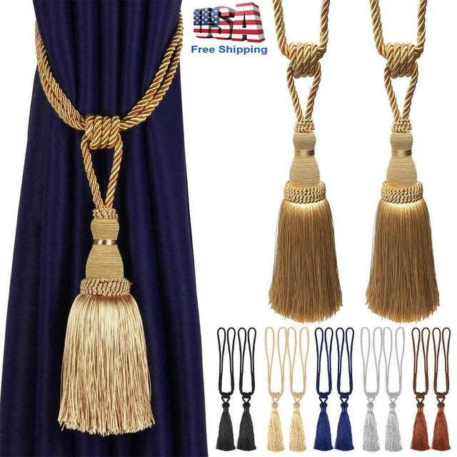 2/4Pcs Curtain Tassel Tiebacks Durable Window Tie backs Rope Holdbacks Window US