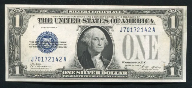 Fr. 1601 1928-A $1 One Dollar “Funnyback” Silver Certificate “J-A Block” Gem Unc