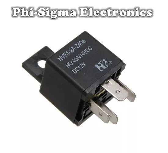 12V Standard Automotive Relay - 4 Pin - Normally Open Contacts (SPST) + Mount