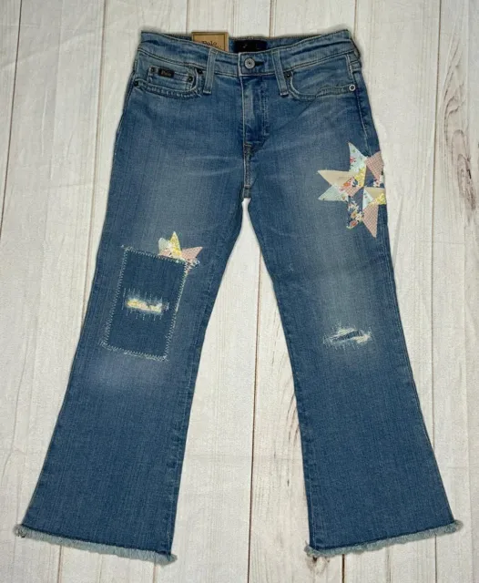 Polo Ralph Lauren girls distressed patchwork wide leg jeans with Fringed Bottoms