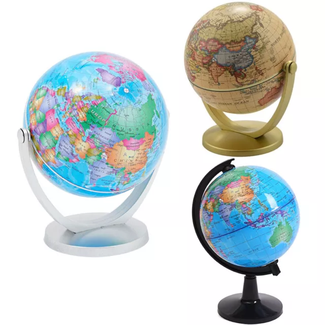 Mini World Globe Earth Ocean Rotating World Map Geography Educate W/ Stand Desk