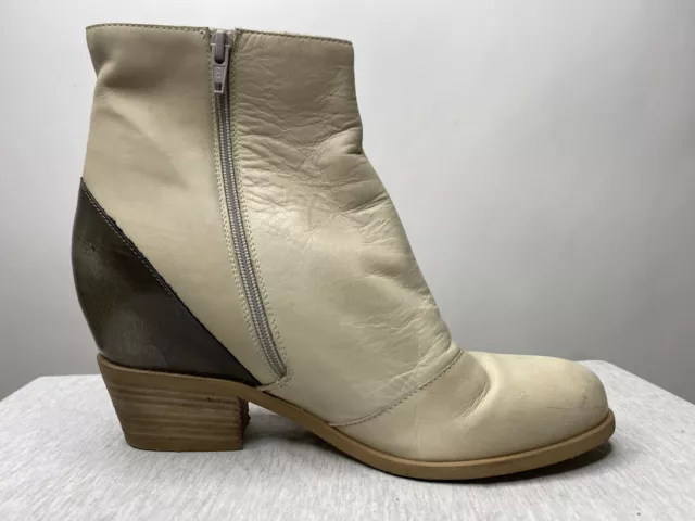 MM6 Maison Martin Margiela 2-Tone Cream EU 37.5 Hidden Wedge Ankle Boot 3