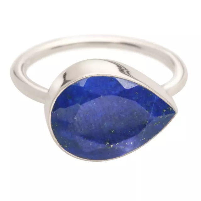 Floriana Women's Sterling Silver Lapis Lazuli Teardrop Gemstone Solitaire Ring