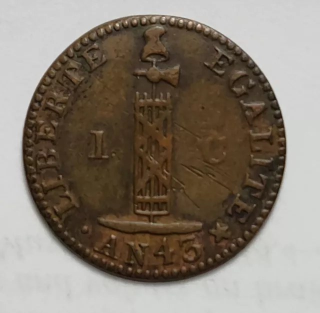 Haiti Copper 1846   AN 43 1 Centime KM# 25.1 Ex.Wolfgang Schuster