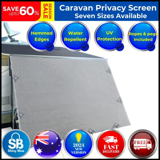 7 Sizes Caravan Privacy Screens 1.95m Roll Out Awning End Wall Side Sun Shade
